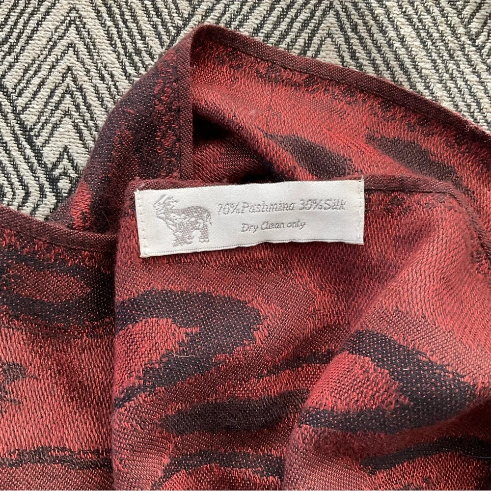 Pashmina silk infinity scarf rust orange brown